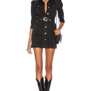 Retrofete Black Button-Up Mini Dress